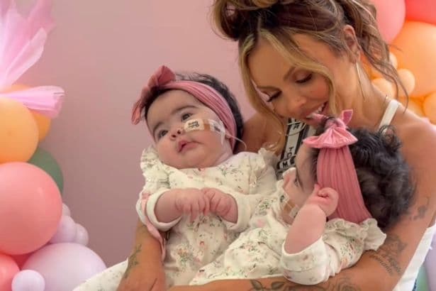 Jesy Nelson says her daughters are 'the bravest girls in the world' as they have tubes removed