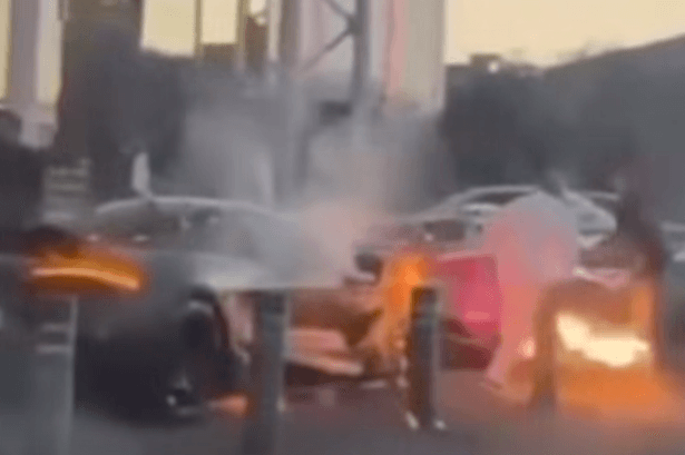 Masked gang throw firebombs at supercars and guests outside Birmingham restaurant