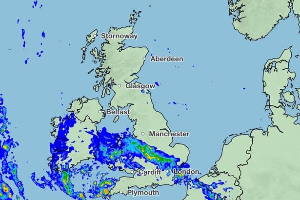 Met Office maps show 79 UK counties face heavy rain and thunderstorms on Tuesday