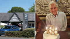 Son of 102-year-old says father 'pushed off stage' after complaining about noise