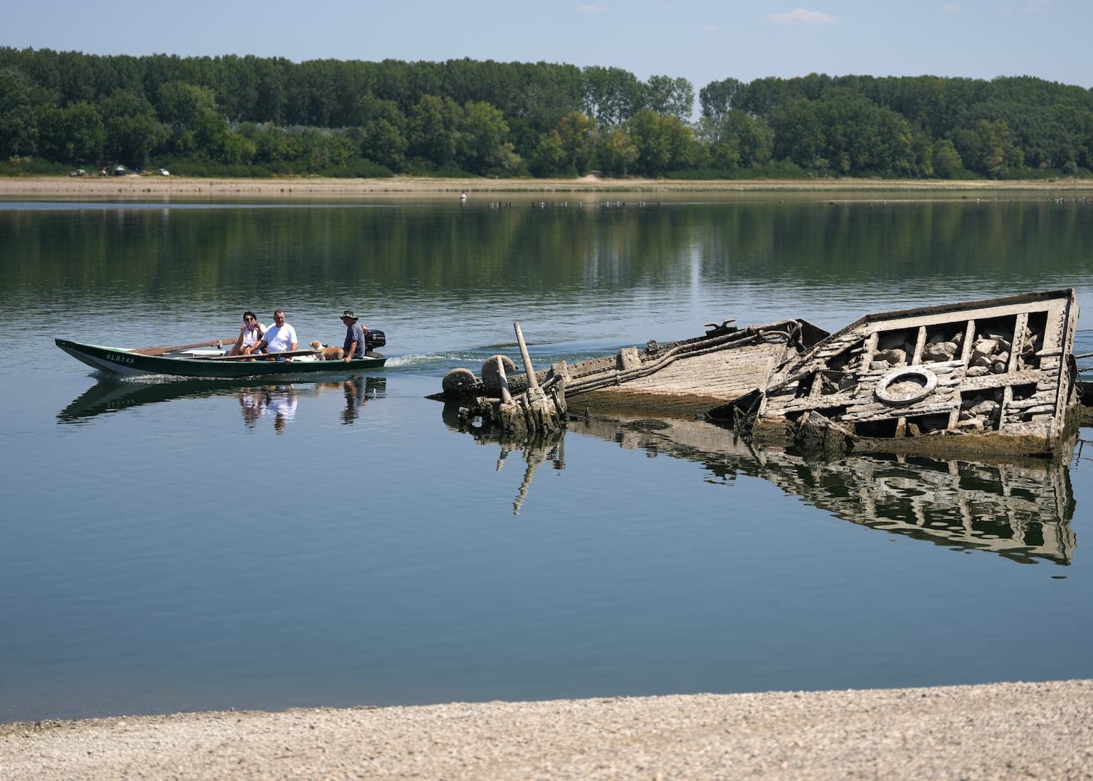 Danube River water levels drop so low that Second World War ships are emerging
