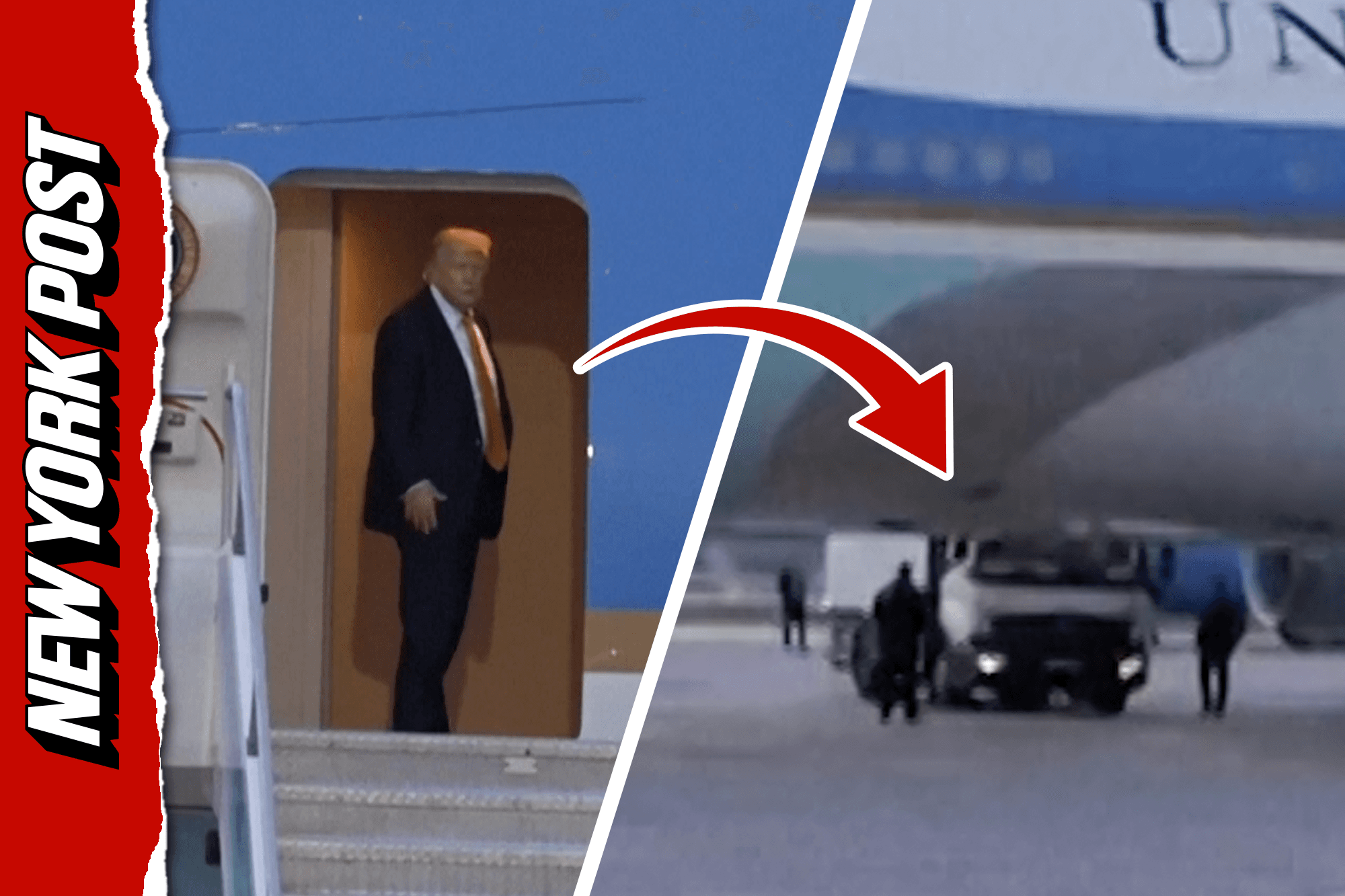 Watch the moment Trump reportedly snuck off Air Force One in catering truck