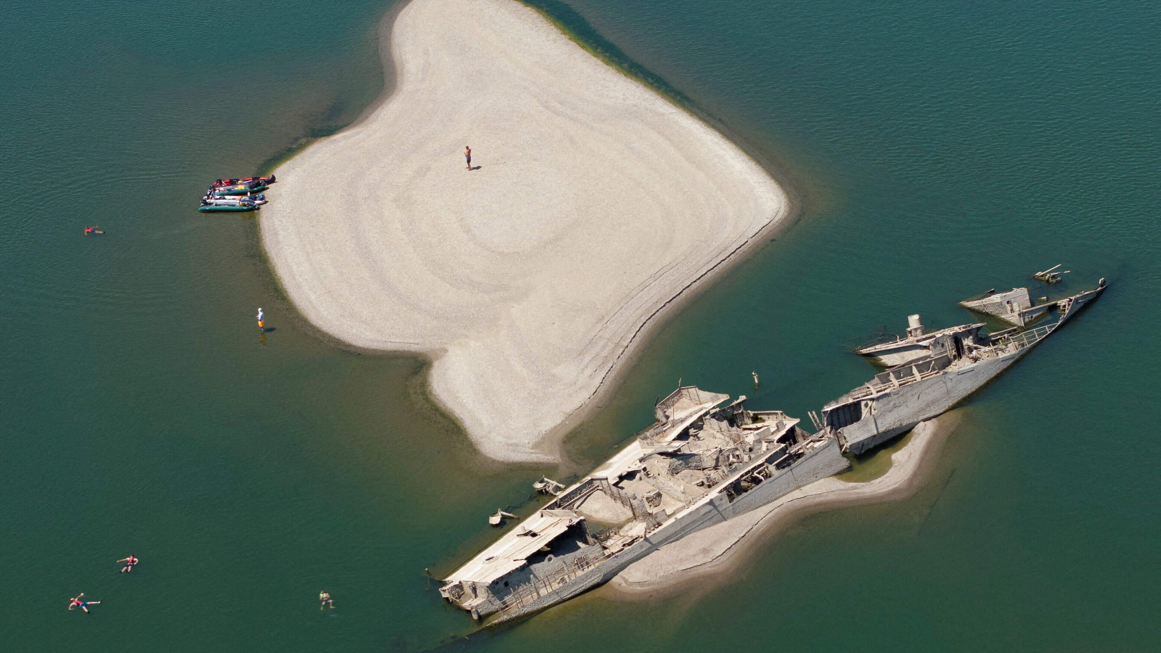 Sunken Nazi warship resurfaces as drought causes huge dip in water levels