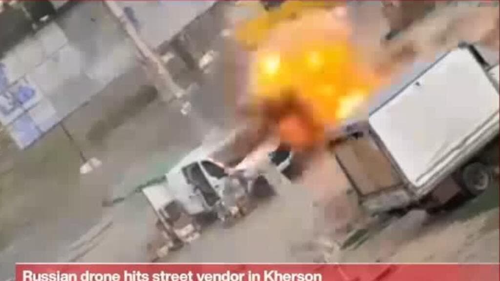 Russian drone hits street vendor in Kherson, Zelensky denounces ‘safari’ attack