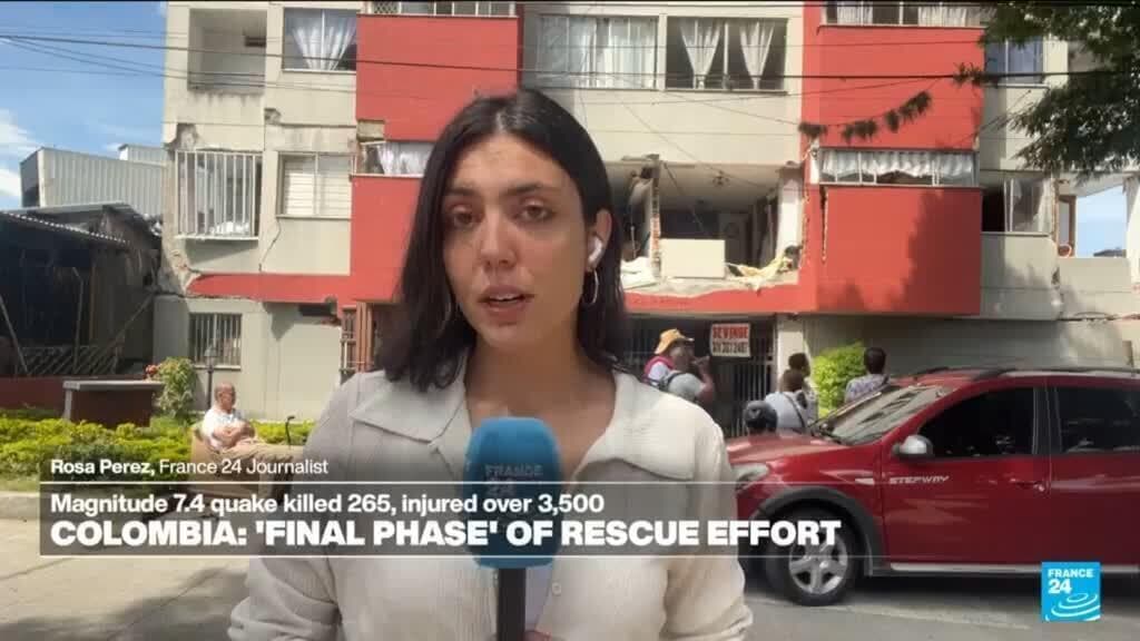 Rescuers in Colombia call for silence around earthquake rubble as the window for survival narrows