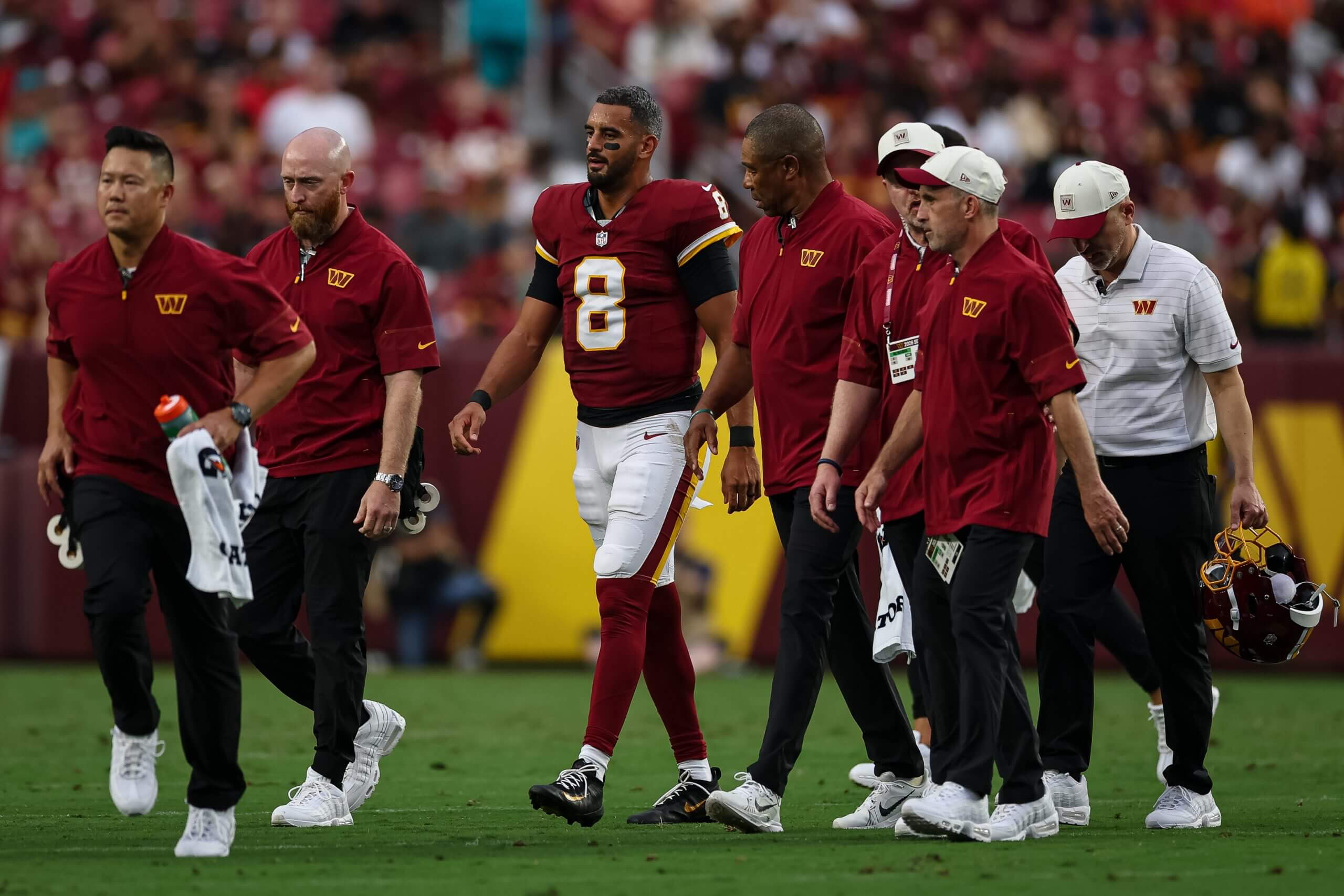 Commanders QB Marcus Mariota sprains MCL, will likely miss rest of preseason: Sources