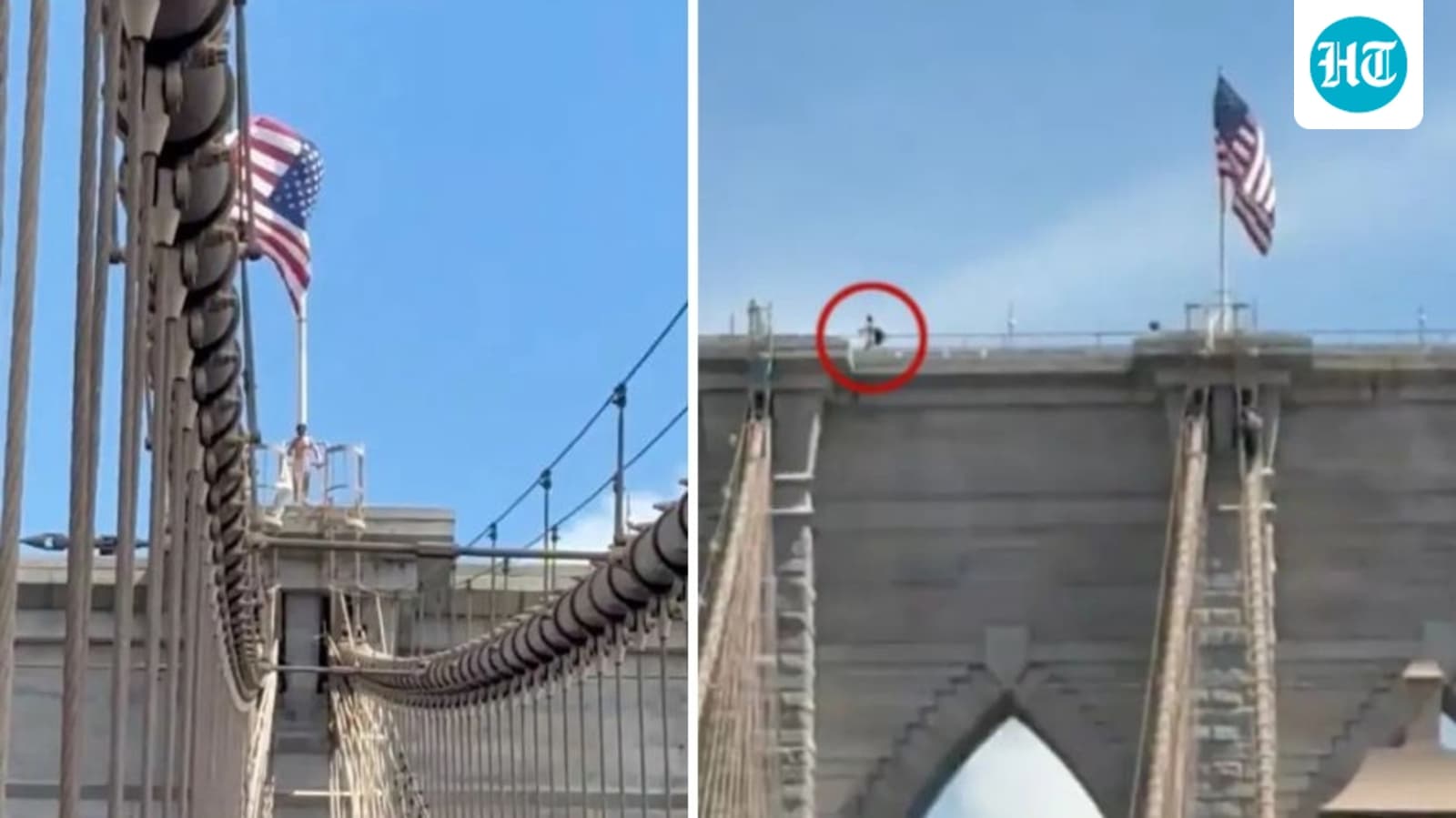 Naked man jumps from Brooklyn Bridge after affixing multiple flags, miraculously survives; wild video surfaces