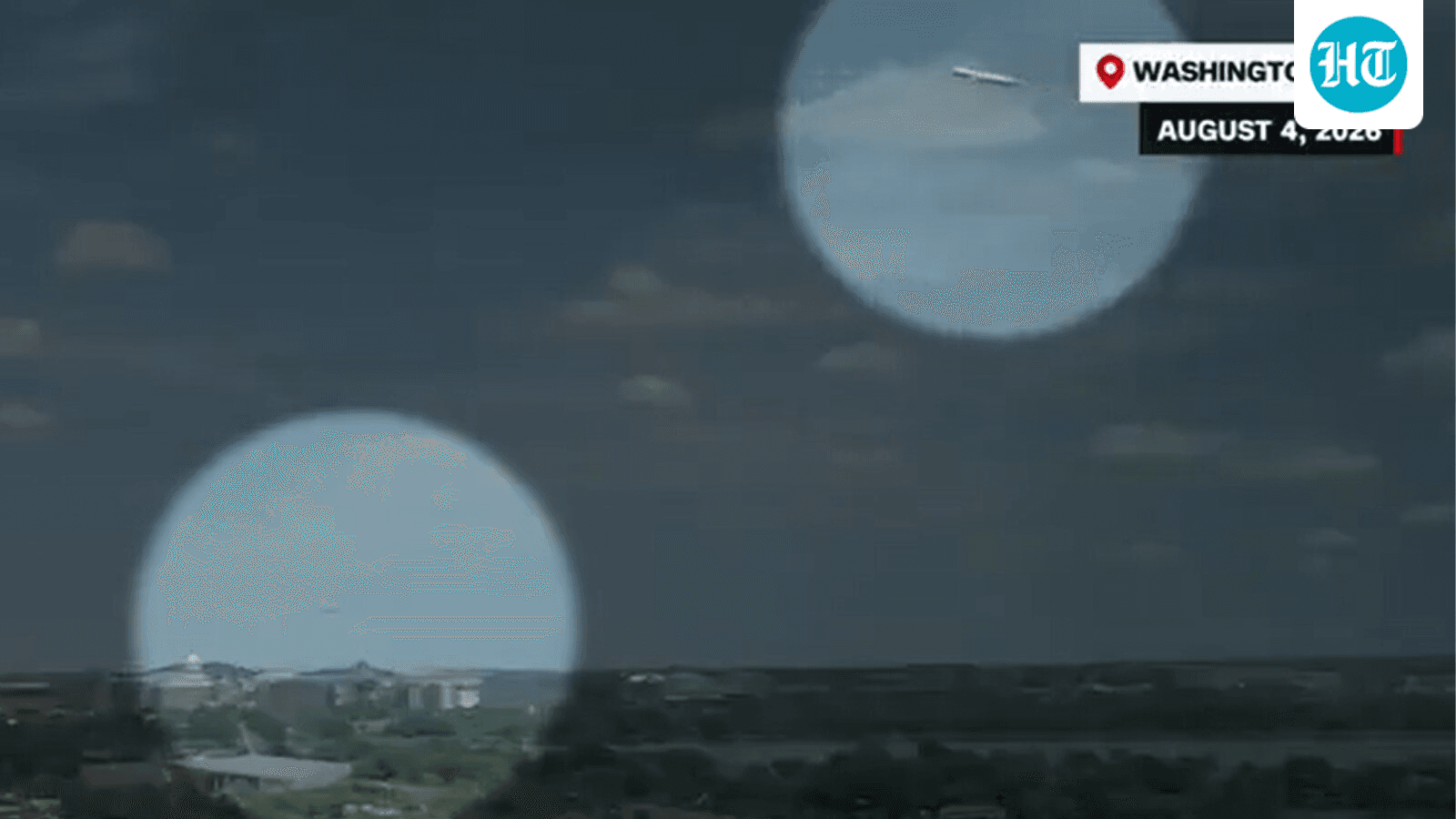 Trump's mid-air scare caught on camera: Moment passenger plane flew above his Marine One chopper
