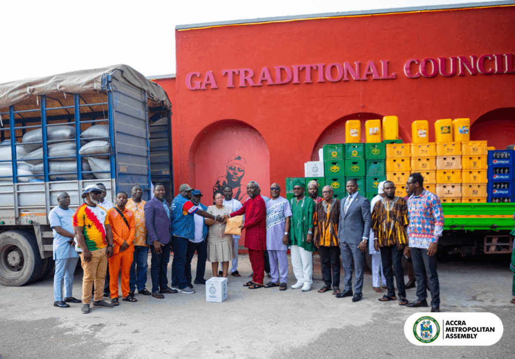 Greater Accra Minister, Accra Mayor present Mahama’s Homowo donation to Ga Traditional Council