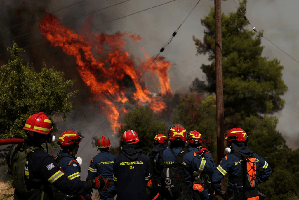 Two helicopters collide as Greece battles wildfires, Hungary shuts nuclear plant
